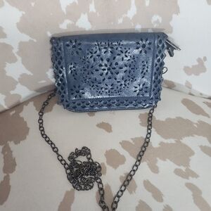 Elegant Blue Leather Crossbody Bag